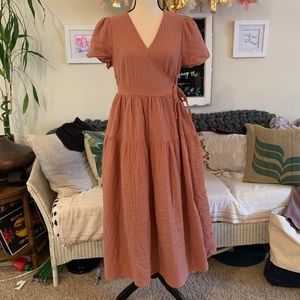 Tiered wrap midi dress